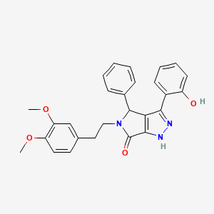 molecular formula C27H25N3O4 B14995150 (3Z)-5-[2-(3,4-dimethoxyphenyl)ethyl]-3-(6-oxocyclohexa-2,4-dien-1-ylidene)-4-phenyl-2,4-dihydro-1H-pyrrolo[3,4-c]pyrazol-6-one 