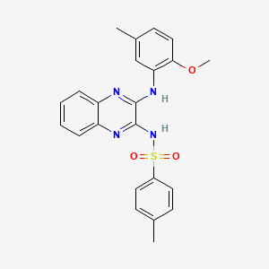 molecular formula C23H22N4O3S B14995164 N-{3-[(2-methoxy-5-methylphenyl)amino]quinoxalin-2-yl}-4-methylbenzenesulfonamide 