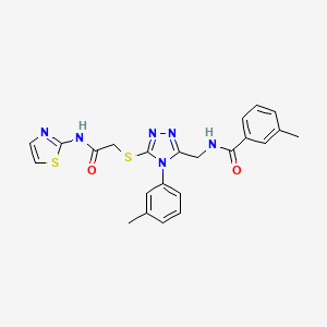 molecular formula C23H22N6O2S2 B14995181 3-Methyl-N-{[4-(3-methylphenyl)-5-({[(1,3-thiazol-2-YL)carbamoyl]methyl}sulfanyl)-4H-1,2,4-triazol-3-YL]methyl}benzamide 