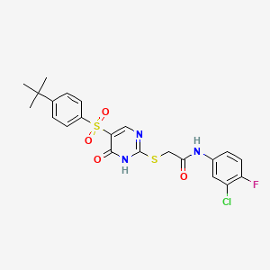 2-((5-((4-(tert-butyl)phenyl)sulfonyl)-6-oxo-1,6-dihydropyrimidin-2-yl)thio)-N-(3-chloro-4-fluorophenyl)acetamide