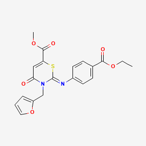 Methyl 2-(4-ethoxycarbonylphenyl)imino-3-(furan-2-ylmethyl)-4-oxo-1,3-thiazine-6-carboxylate