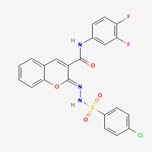 molecular formula C22H14ClF2N3O4S B14995234 (2Z)-2-{2-[(4-chlorophenyl)sulfonyl]hydrazinylidene}-N-(3,4-difluorophenyl)-2H-chromene-3-carboxamide 