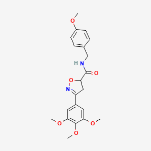 molecular formula C21H24N2O6 B14995288 N-(4-methoxybenzyl)-3-(3,4,5-trimethoxyphenyl)-4,5-dihydro-1,2-oxazole-5-carboxamide 