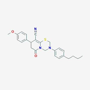 3-(4-butylphenyl)-8-(4-methoxyphenyl)-6-oxo-3,4,7,8-tetrahydro-2H,6H-pyrido[2,1-b][1,3,5]thiadiazine-9-carbonitrile