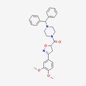 [3-(3,4-Dimethoxyphenyl)-4,5-dihydro-1,2-oxazol-5-yl][4-(diphenylmethyl)piperazin-1-yl]methanone