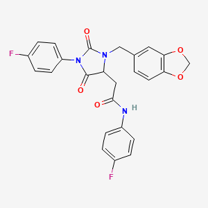 molecular formula C25H19F2N3O5 B14995349 2-[3-(1,3-benzodioxol-5-ylmethyl)-1-(4-fluorophenyl)-2,5-dioxoimidazolidin-4-yl]-N-(4-fluorophenyl)acetamide 