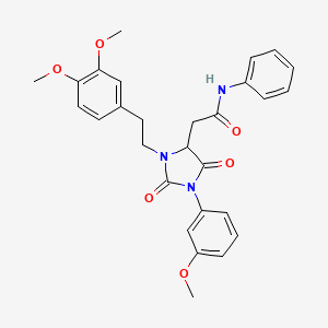 2-{3-[2-(3,4-dimethoxyphenyl)ethyl]-1-(3-methoxyphenyl)-2,5-dioxoimidazolidin-4-yl}-N-phenylacetamide