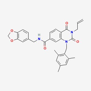 N-(1,3-benzodioxol-5-ylmethyl)-2,4-dioxo-3-(prop-2-en-1-yl)-1-(2,4,6-trimethylbenzyl)-1,2,3,4-tetrahydroquinazoline-7-carboxamide