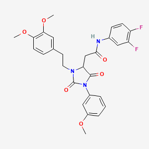 molecular formula C28H27F2N3O6 B14995636 N-(3,4-difluorophenyl)-2-{3-[2-(3,4-dimethoxyphenyl)ethyl]-1-(3-methoxyphenyl)-2,5-dioxoimidazolidin-4-yl}acetamide 