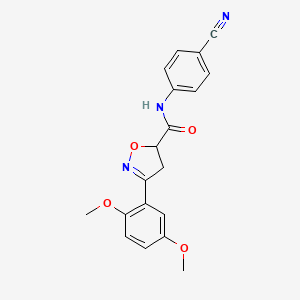 molecular formula C19H17N3O4 B14995670 N-(4-cyanophenyl)-3-(2,5-dimethoxyphenyl)-4,5-dihydro-1,2-oxazole-5-carboxamide 