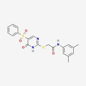 2-[[5-(benzenesulfonyl)-6-oxo-1H-pyrimidin-2-yl]sulfanyl]-N-(3,5-dimethylphenyl)acetamide