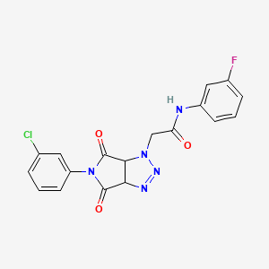 molecular formula C18H13ClFN5O3 B14995677 2-[5-(3-chlorophenyl)-4,6-dioxo-4,5,6,6a-tetrahydropyrrolo[3,4-d][1,2,3]triazol-1(3aH)-yl]-N-(3-fluorophenyl)acetamide 