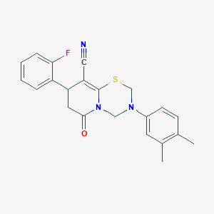 3-(3,4-dimethylphenyl)-8-(2-fluorophenyl)-6-oxo-3,4,7,8-tetrahydro-2H,6H-pyrido[2,1-b][1,3,5]thiadiazine-9-carbonitrile