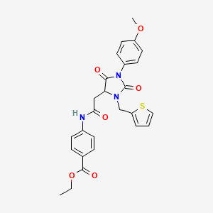 Ethyl 4-({[1-(4-methoxyphenyl)-2,5-dioxo-3-(thiophen-2-ylmethyl)imidazolidin-4-yl]acetyl}amino)benzoate