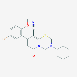 molecular formula C21H24BrN3O2S B14995696 8-(5-bromo-2-methoxyphenyl)-3-cyclohexyl-6-oxo-3,4,7,8-tetrahydro-2H,6H-pyrido[2,1-b][1,3,5]thiadiazine-9-carbonitrile 