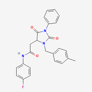 N-(4-fluorophenyl)-2-[3-(4-methylbenzyl)-2,5-dioxo-1-phenylimidazolidin-4-yl]acetamide