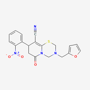 molecular formula C19H16N4O4S B14995712 3-(furan-2-ylmethyl)-8-(2-nitrophenyl)-6-oxo-3,4,7,8-tetrahydro-2H,6H-pyrido[2,1-b][1,3,5]thiadiazine-9-carbonitrile 