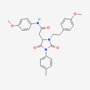 N-(4-methoxyphenyl)-2-{3-[2-(4-methoxyphenyl)ethyl]-1-(4-methylphenyl)-2,5-dioxoimidazolidin-4-yl}acetamide