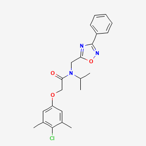 molecular formula C22H24ClN3O3 B14995760 2-(4-chloro-3,5-dimethylphenoxy)-N-[(3-phenyl-1,2,4-oxadiazol-5-yl)methyl]-N-(propan-2-yl)acetamide 