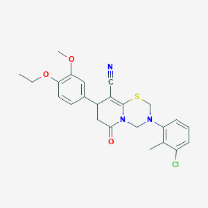 3-(3-chloro-2-methylphenyl)-8-(4-ethoxy-3-methoxyphenyl)-6-oxo-3,4,7,8-tetrahydro-2H,6H-pyrido[2,1-b][1,3,5]thiadiazine-9-carbonitrile