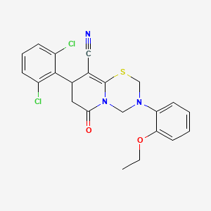 molecular formula C22H19Cl2N3O2S B14995814 8-(2,6-dichlorophenyl)-3-(2-ethoxyphenyl)-6-oxo-3,4,7,8-tetrahydro-2H,6H-pyrido[2,1-b][1,3,5]thiadiazine-9-carbonitrile 