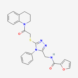 molecular formula C25H23N5O3S B14995833 N-((5-((2-(3,4-dihydroquinolin-1(2H)-yl)-2-oxoethyl)thio)-4-phenyl-4H-1,2,4-triazol-3-yl)methyl)furan-2-carboxamide 