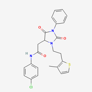 N-(4-chlorophenyl)-2-{3-[2-(3-methylthiophen-2-yl)ethyl]-2,5-dioxo-1-phenylimidazolidin-4-yl}acetamide