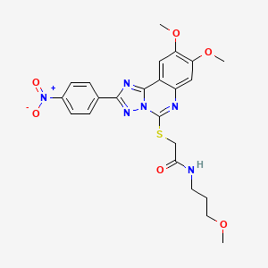 molecular formula C23H24N6O6S B14995859 2-((8,9-dimethoxy-2-(4-nitrophenyl)-[1,2,4]triazolo[1,5-c]quinazolin-5-yl)thio)-N-(3-methoxypropyl)acetamide 