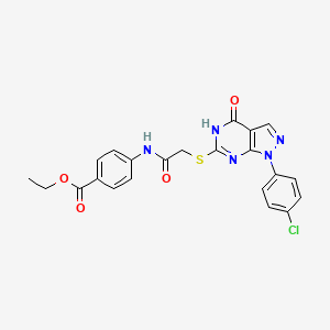 molecular formula C22H18ClN5O4S B14995878 ethyl 4-(2-((1-(4-chlorophenyl)-4-oxo-4,5-dihydro-1H-pyrazolo[3,4-d]pyrimidin-6-yl)thio)acetamido)benzoate 