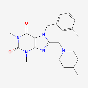 1,3-dimethyl-7-(3-methylbenzyl)-8-[(4-methylpiperidin-1-yl)methyl]-3,7-dihydro-1H-purine-2,6-dione