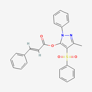 molecular formula C25H20N2O4S B14995907 3-methyl-1-phenyl-4-(phenylsulfonyl)-1H-pyrazol-5-yl cinnamate 