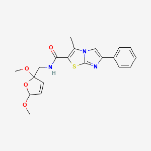 molecular formula C20H21N3O4S B14995915 N-((2,5-dimethoxy-2,5-dihydrofuran-2-yl)methyl)-3-methyl-6-phenylimidazo[2,1-b]thiazole-2-carboxamide 