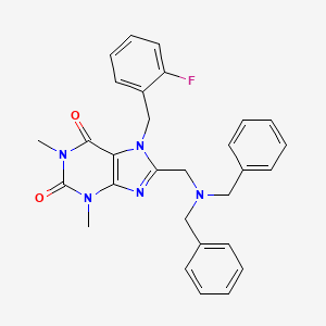 8-[(dibenzylamino)methyl]-7-[(2-fluorophenyl)methyl]-1,3-dimethyl-2,3,6,7-tetrahydro-1H-purine-2,6-dione