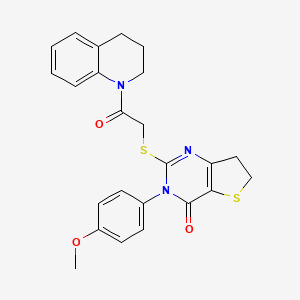 molecular formula C24H23N3O3S2 B14995941 2-((2-(3,4-dihydroquinolin-1(2H)-yl)-2-oxoethyl)thio)-3-(4-methoxyphenyl)-6,7-dihydrothieno[3,2-d]pyrimidin-4(3H)-one 