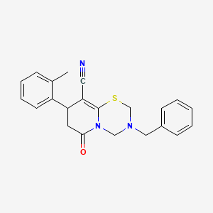 3-benzyl-8-(2-methylphenyl)-6-oxo-3,4,7,8-tetrahydro-2H,6H-pyrido[2,1-b][1,3,5]thiadiazine-9-carbonitrile