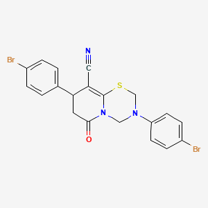 3,8-bis(4-bromophenyl)-6-oxo-3,4,7,8-tetrahydro-2H,6H-pyrido[2,1-b][1,3,5]thiadiazine-9-carbonitrile