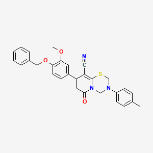 molecular formula C29H27N3O3S B14996028 8-[4-(benzyloxy)-3-methoxyphenyl]-3-(4-methylphenyl)-6-oxo-3,4,7,8-tetrahydro-2H,6H-pyrido[2,1-b][1,3,5]thiadiazine-9-carbonitrile 