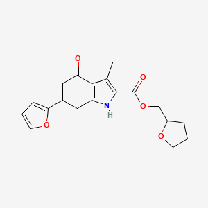 molecular formula C19H21NO5 B14996038 Oxolan-2-ylmethyl 6-(furan-2-yl)-3-methyl-4-oxo-1,5,6,7-tetrahydroindole-2-carboxylate 