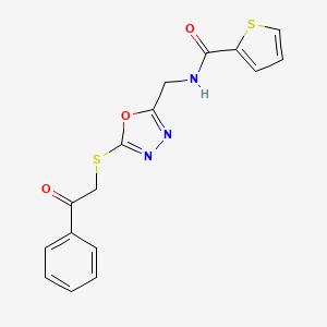 molecular formula C16H13N3O3S2 B14996056 N-({5-[(2-Oxo-2-phenylethyl)sulfanyl]-1,3,4-oxadiazol-2-YL}methyl)thiophene-2-carboxamide 