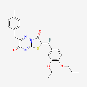 molecular formula C25H25N3O4S B14996087 (2Z)-2-(3-ethoxy-4-propoxybenzylidene)-6-(4-methylbenzyl)-7H-[1,3]thiazolo[3,2-b][1,2,4]triazine-3,7(2H)-dione 