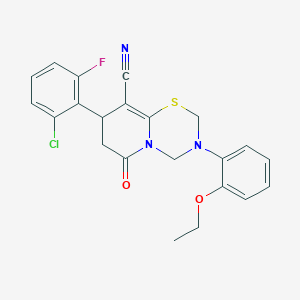 8-(2-chloro-6-fluorophenyl)-3-(2-ethoxyphenyl)-6-oxo-3,4,7,8-tetrahydro-2H,6H-pyrido[2,1-b][1,3,5]thiadiazine-9-carbonitrile