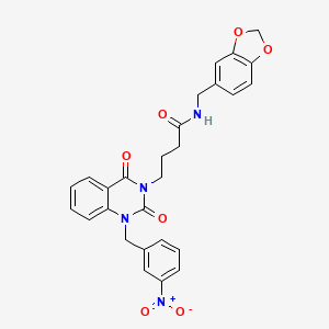 molecular formula C27H24N4O7 B14996137 N-(1,3-benzodioxol-5-ylmethyl)-4-[1-(3-nitrobenzyl)-2,4-dioxo-1,4-dihydroquinazolin-3(2H)-yl]butanamide 