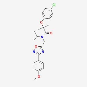 molecular formula C23H26ClN3O4 B14996139 2-(4-chlorophenoxy)-N-{[3-(4-methoxyphenyl)-1,2,4-oxadiazol-5-yl]methyl}-2-methyl-N-(propan-2-yl)propanamide 