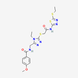 N-({4-Ethyl-5-[({[5-(ethylsulfanyl)-1,3,4-thiadiazol-2-YL]carbamoyl}methyl)sulfanyl]-4H-1,2,4-triazol-3-YL}methyl)-4-methoxybenzamide