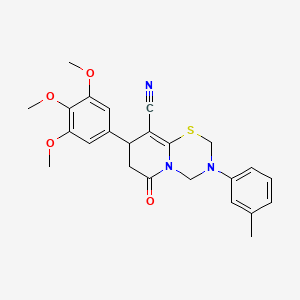 molecular formula C24H25N3O4S B14996178 3-(3-methylphenyl)-6-oxo-8-(3,4,5-trimethoxyphenyl)-3,4,7,8-tetrahydro-2H,6H-pyrido[2,1-b][1,3,5]thiadiazine-9-carbonitrile 