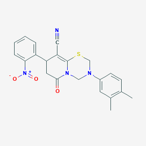 molecular formula C22H20N4O3S B14996199 3-(3,4-dimethylphenyl)-8-(2-nitrophenyl)-6-oxo-3,4,7,8-tetrahydro-2H,6H-pyrido[2,1-b][1,3,5]thiadiazine-9-carbonitrile 