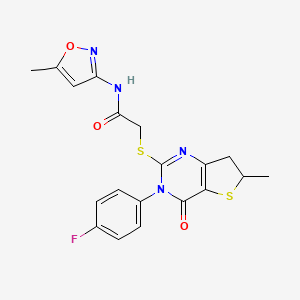 2-((3-(4-fluorophenyl)-6-methyl-4-oxo-3,4,6,7-tetrahydrothieno[3,2-d]pyrimidin-2-yl)thio)-N-(5-methylisoxazol-3-yl)acetamide