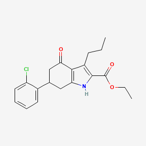 ethyl 6-(2-chlorophenyl)-4-oxo-3-propyl-4,5,6,7-tetrahydro-1H-indole-2-carboxylate