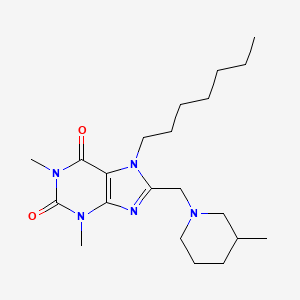 7-heptyl-1,3-dimethyl-8-[(3-methylpiperidin-1-yl)methyl]-2,3,6,7-tetrahydro-1H-purine-2,6-dione