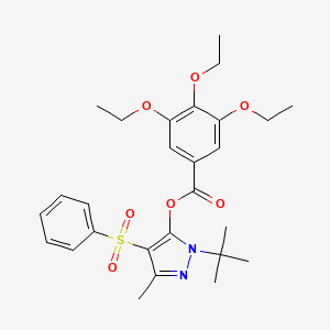 1-(tert-butyl)-3-methyl-4-(phenylsulfonyl)-1H-pyrazol-5-yl 3,4,5-triethoxybenzoate